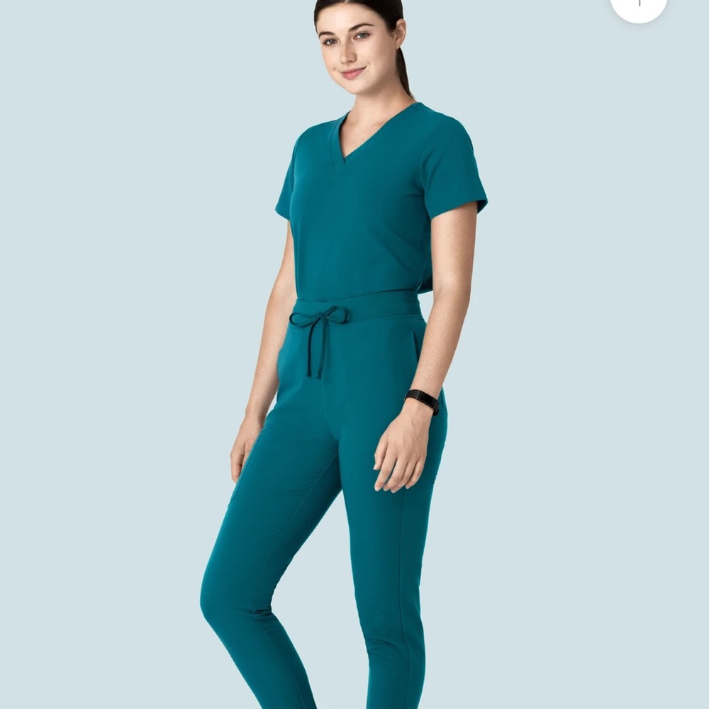 Mandala high waist scrub set peacock blue